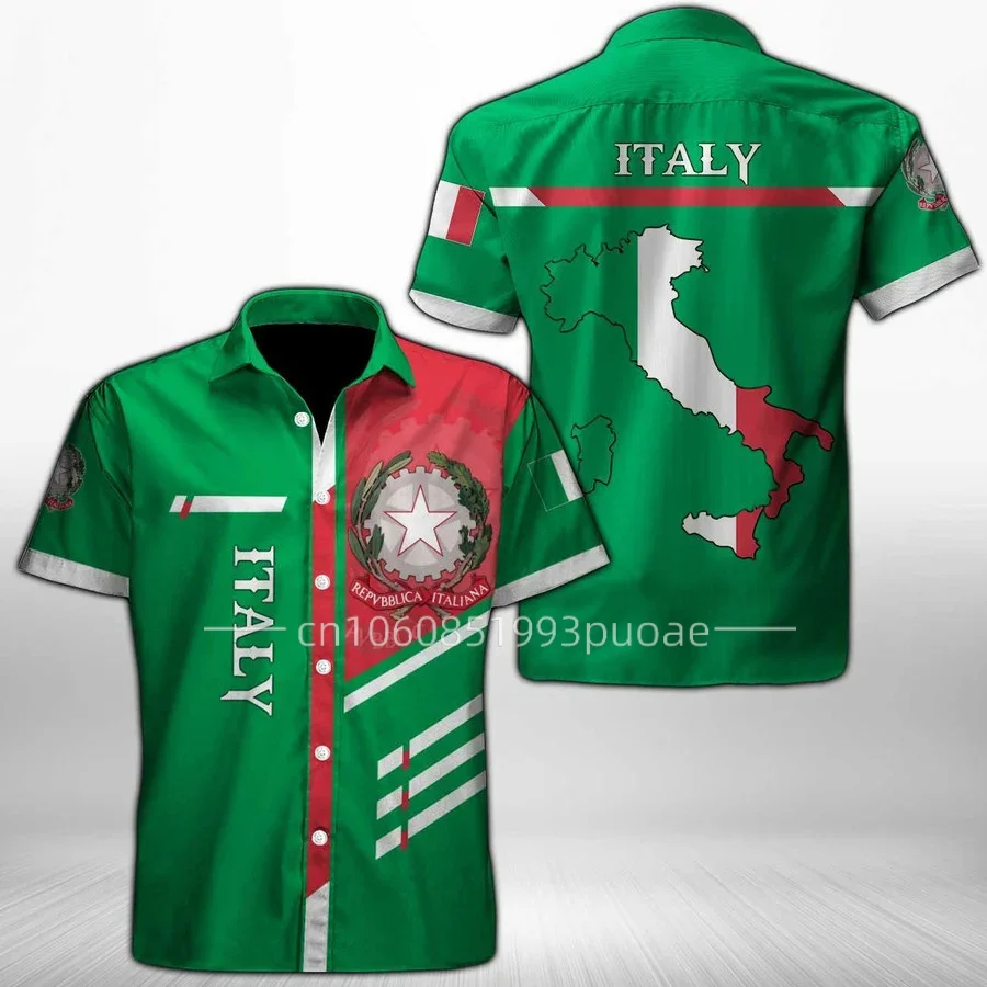 

Italy Men's Shirt Italian Flag Printed Fashion Casual Hawaiian Shirt Oversize Men's and Women's Children's Shirt