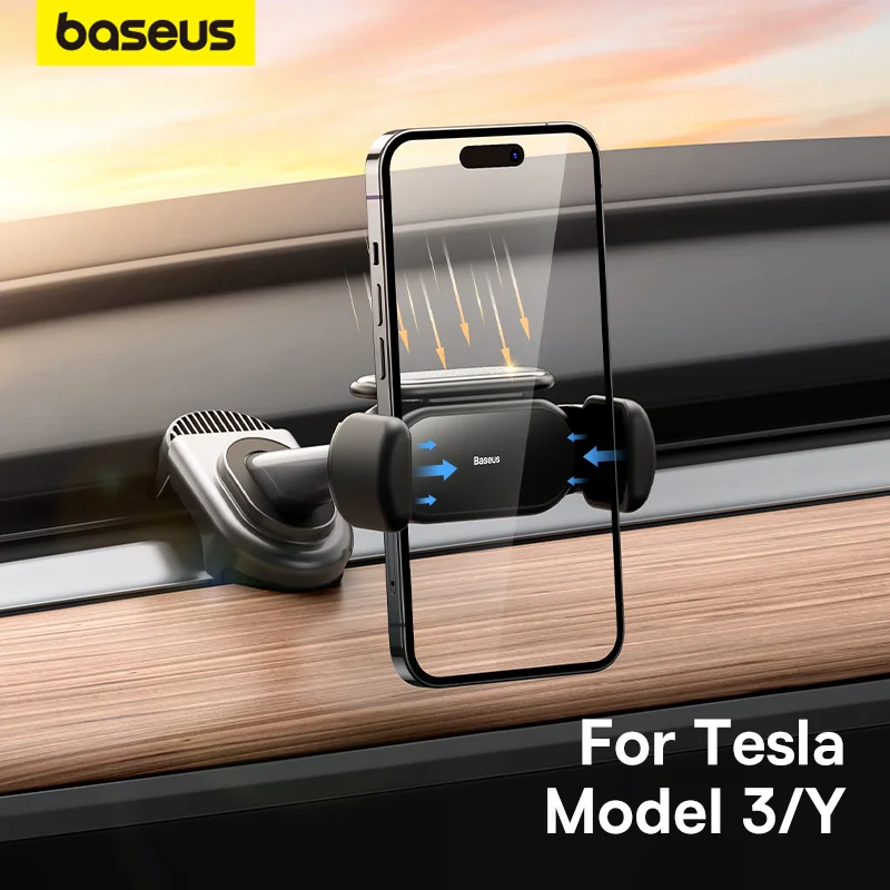 

Baseus Solar Electric Car Phone Holder Stand 360 Degree Rotation TelePhone Support Mount for Tesla Model Y 3