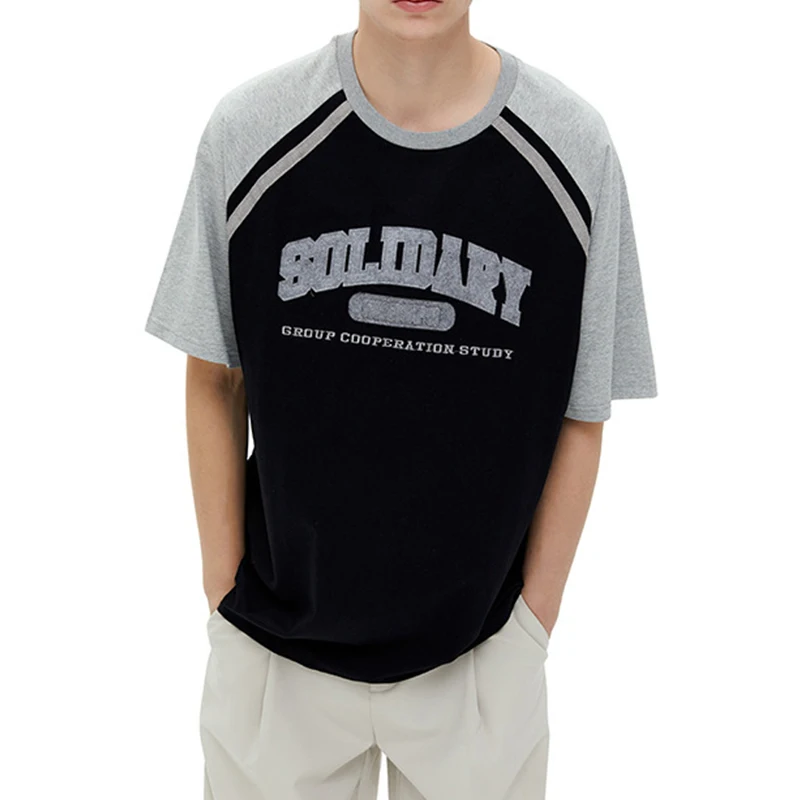 

Vintage Baseball Uniform Patchwork Sleeve Loversized T Shirt Women Men Short Sleeve Casual Sport Student Tshirts Summer Fashion