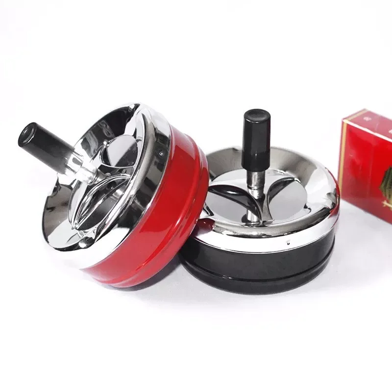 

Stylish Metal Windproof Press Rotating Lid Home Office Hotel Ashtray Smoker Gift