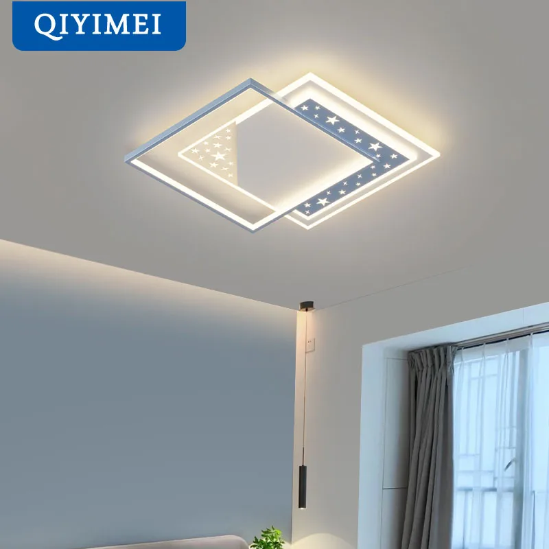 

QIYIMEI Modern Led Chandelier For Living Room Bedroom Indoor Lamp Lighting Home Decor Fixtures Round Square Star Lamp Room Decor