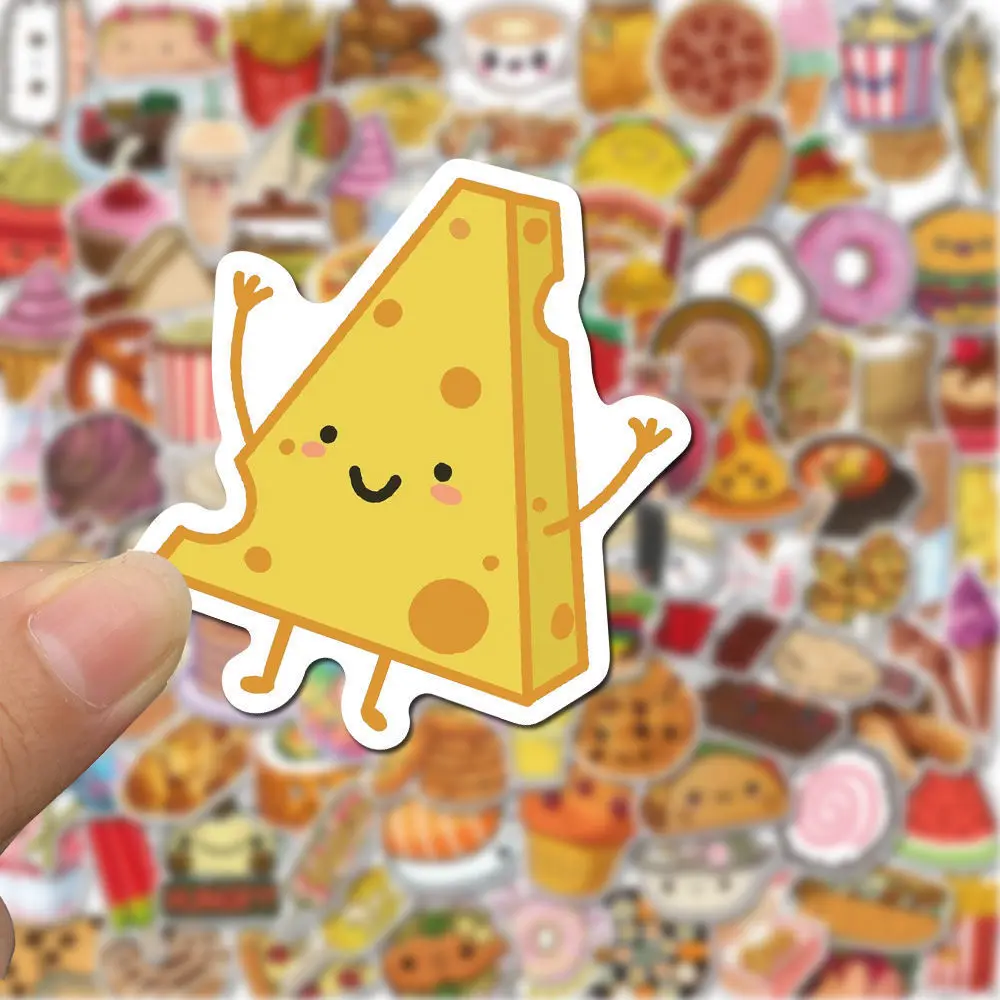 

100Pcs Cartoon Food Cute Sticker Decoration Laptop Phone Case Luggage Waterproof Hand Account Refrigerator Sticker Classic Toy
