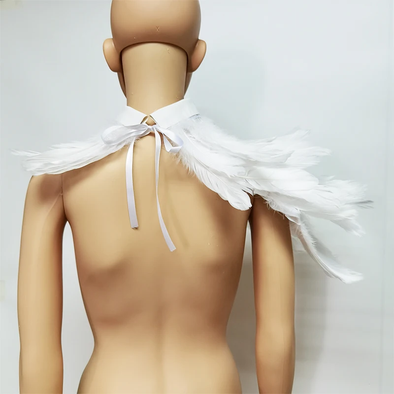 Punk Gothic Feather Cape One Shoulder Shrug Shawl Fake Collar Rave Party Halloween Cosplay Performance Show Decor Props |