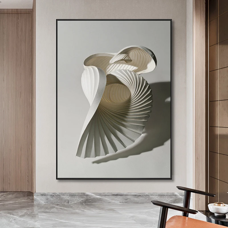 

White Stereoscopic Vision Geometric Space Canvas Painting Wall Art Decor Nordic Print Poster Modern Living Room Decoration Porch