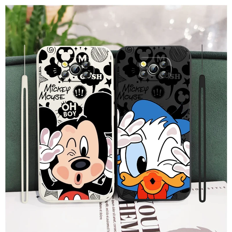 

Cute Couple Donald Duck Mickey For Xiaomi Mi Poco X4 X3 C40 C31 C3 M4 M3 F4 F3 GT Pro NFC Soft Liquid Rope Cover Phone Case