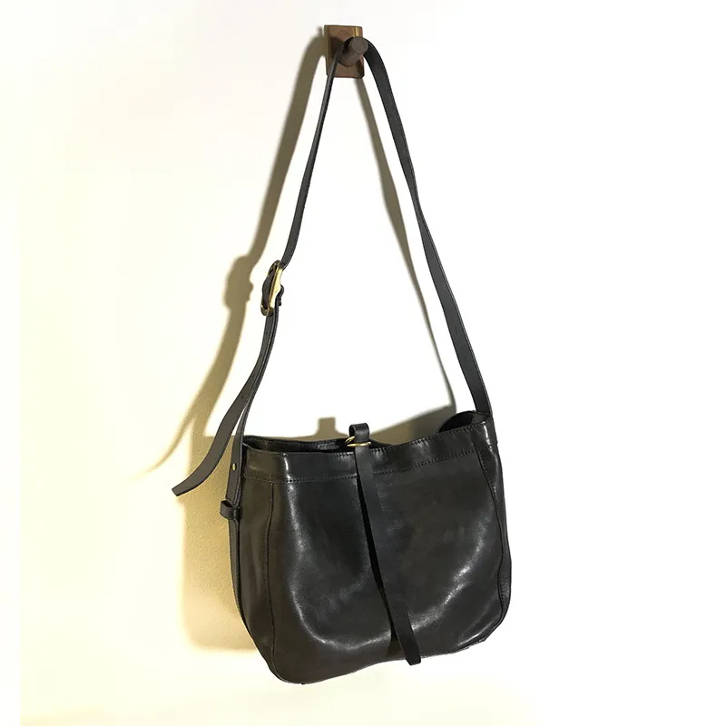 Casual luxury high-quality genuine leather men's black shoulder bag organizer designer daily natural real cowhide crossbody bags