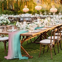 luxury gradient table runner popular rustic boho wedding party bridal shower birthday home decoration elegant chiffon tablecloth
