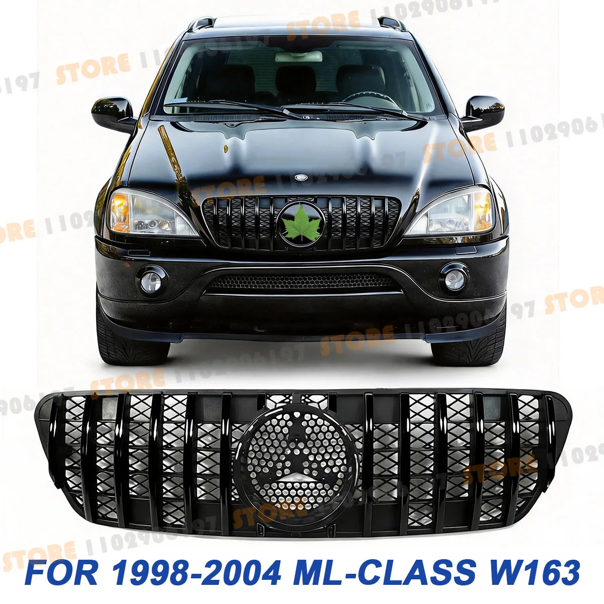 

Для Mercedes-Benz ML-Класса W163 (1998-2004) ML230 ML270 ML320 ML400 ML430 GT: передняя решетка бампера с нижней сеткой радиатора