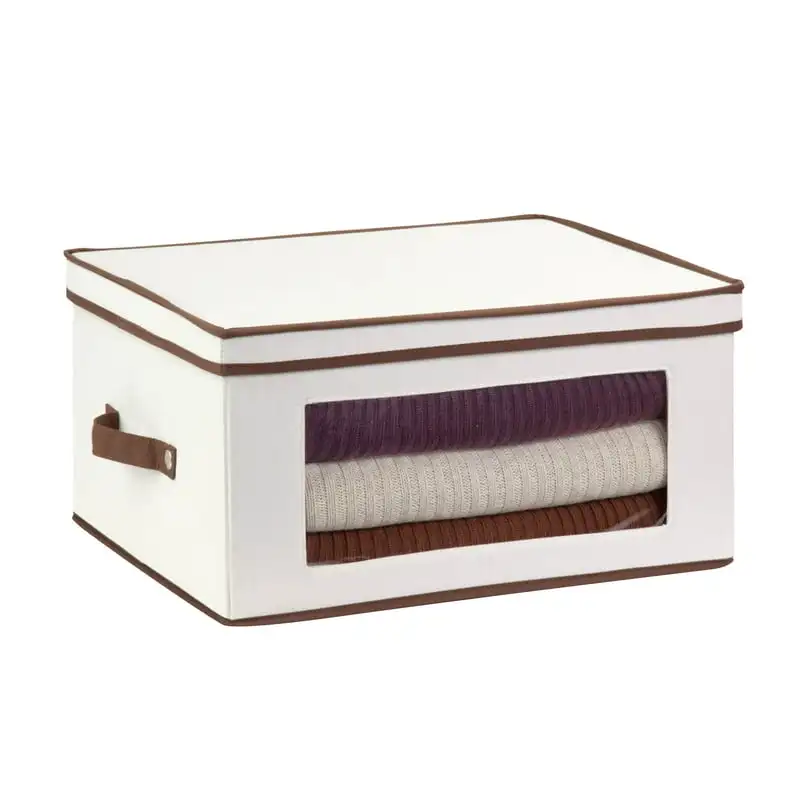 

Can Do Canvas Window Storage Box with Lid, Natural, 18" x 14"