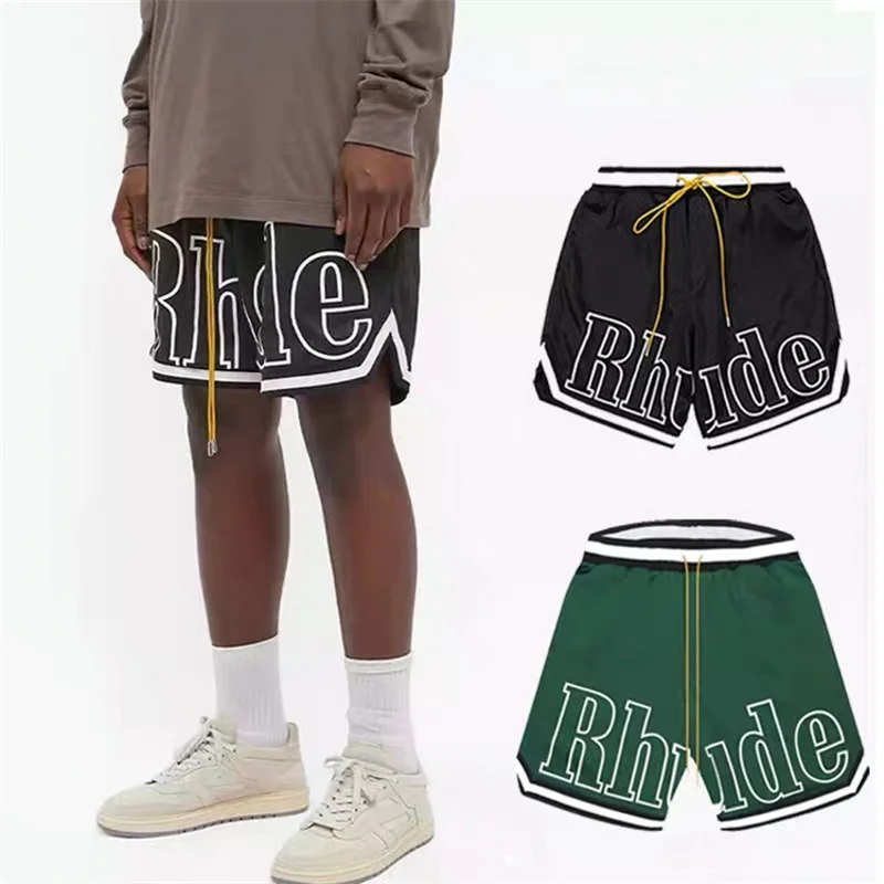 

Men Women Casual Mesh Track Breathable 2022ss RHUDE Elastic Waist Drawstring Shorts