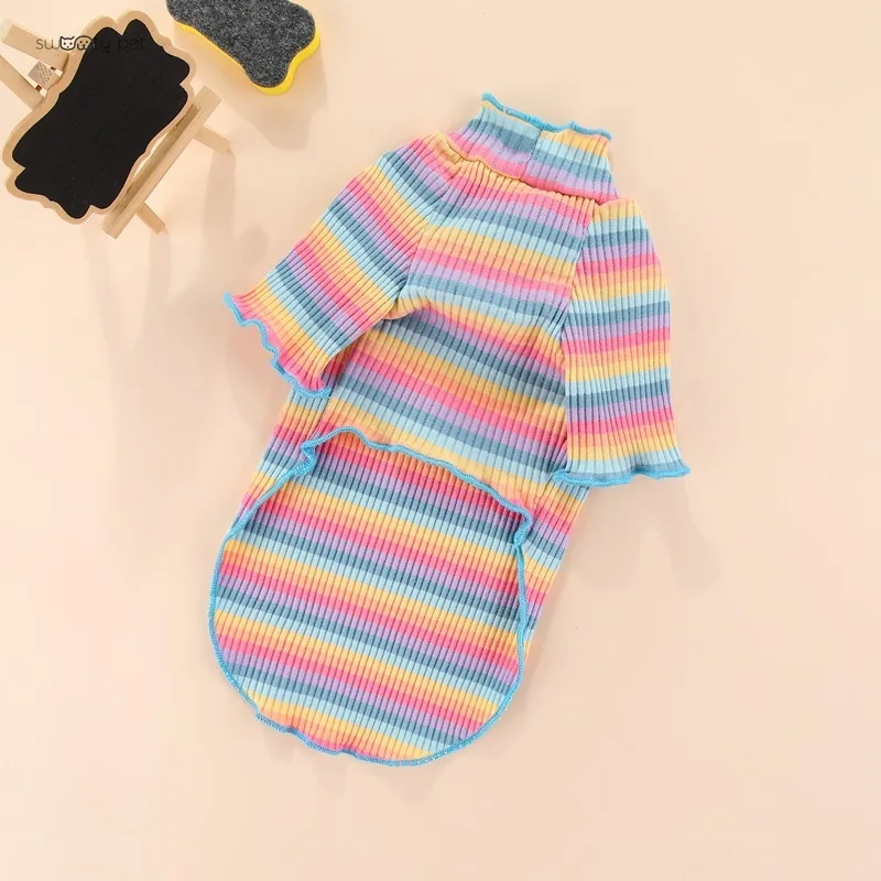 Летняя полосатая футболка для собак