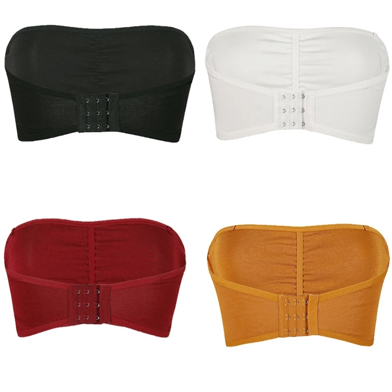 

Women Seamless Tube Top Bandeau Bra Padded Strapless Bralette Hooks Underwear