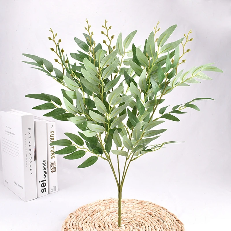 

Artificial Silk Fake Leaves Green Plants Home Christmas Wedding Decoration Jungle Party Willow Vine Faux Foliage Plants Wreath