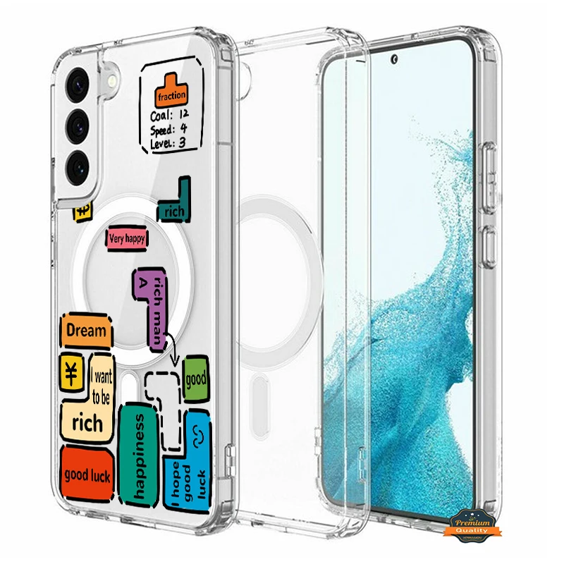 

Luxury For Magsafe Case For Samsung Galaxy S22 S22Ultra Plus S23 S23Ultra Plus Wireless Charging Block Clear Cover Case