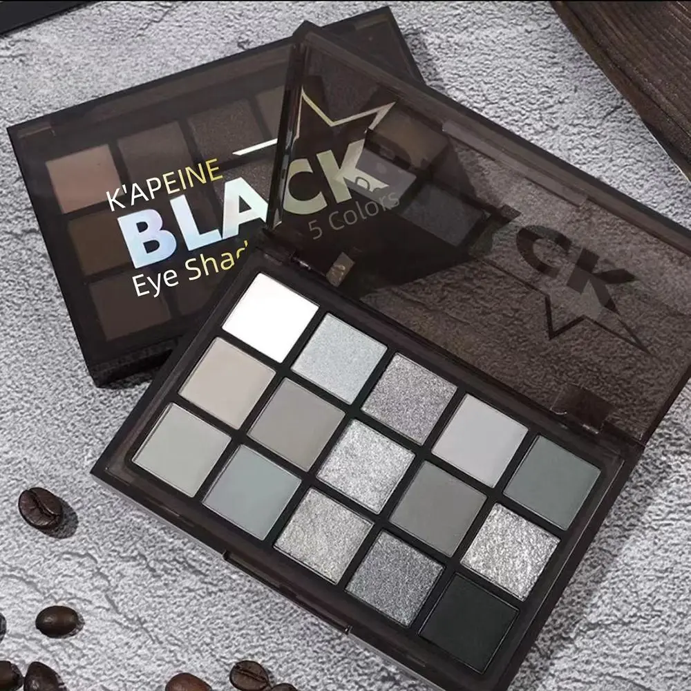 15-цветная палитра дымчато-черных теней для век водостойкая в стиле панк