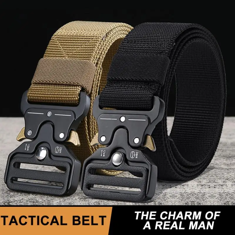 

Nylon Belts For Men Width Metal Automatic Buckle Outdoor Sport Multifunctional Tactical Designer Men's Belt Cowboy Hunting