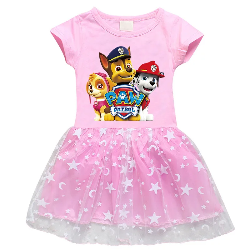 

Paw Patrol Anime Girl Dress Cartoon Dog Girl Bowknot Dress Digital Peripheral Printing Party Prom Children's Birthday Gift