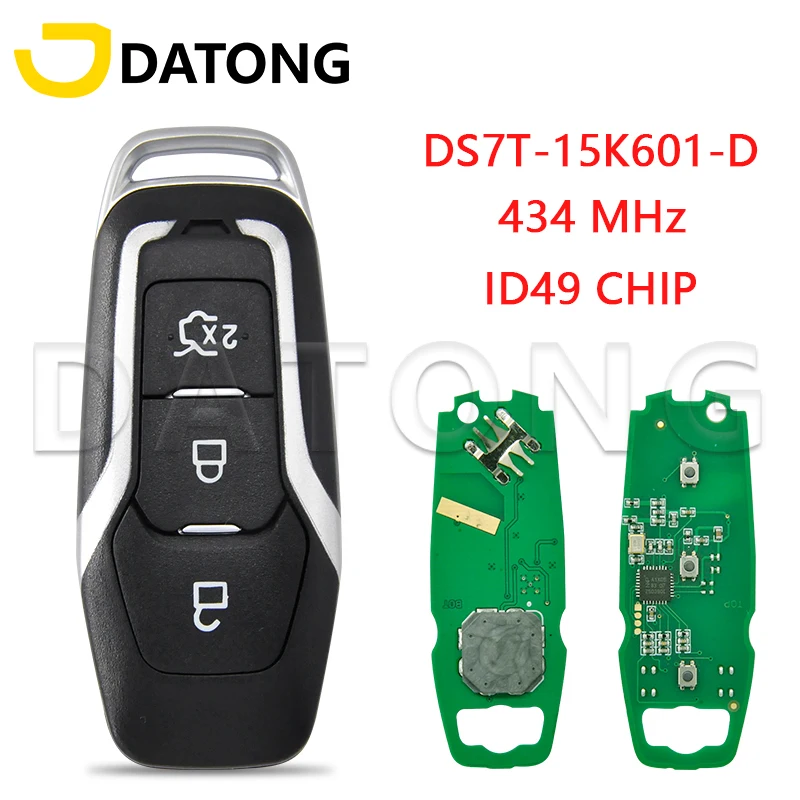 

Автомобильный ключ дистанционного управления Datong Wolrd, подходит для Ford Mondeo 2.0T KUGA Mustang Edge DS7T-15K601-D ID49 Чип 434 МГц Замена Keyless Go