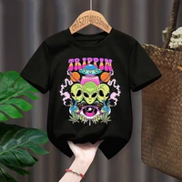 new harajuku gothic alien print kid t shirts children baby black harajuku kawaii clothes boy girl tops gift present drop ship