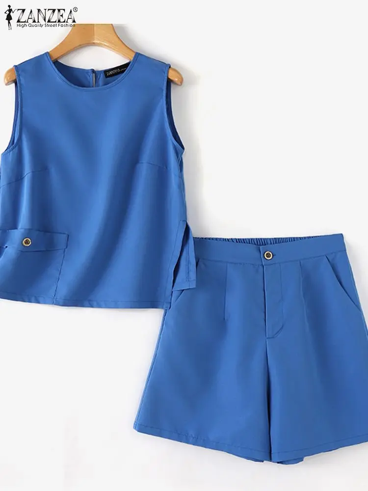 Костюм ZANZEA женский с асимметричным подолом стильная Свободная майка однотонные