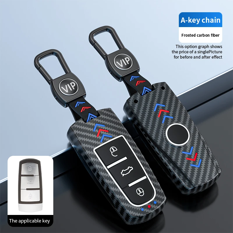 ABS Carbon Fiber Pattern Car Key Case Cover Fob Shell for Volkswagen VW CC Passat B6 B7 Passat 3C CC Maogotan