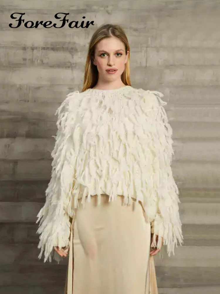 

Forefair Y2K Autumn Winter 2023 Fringe Sweaters Pullovers Long Sleeve Sweater Tops Warm Knitted Fashion Loose Oversized Outfits