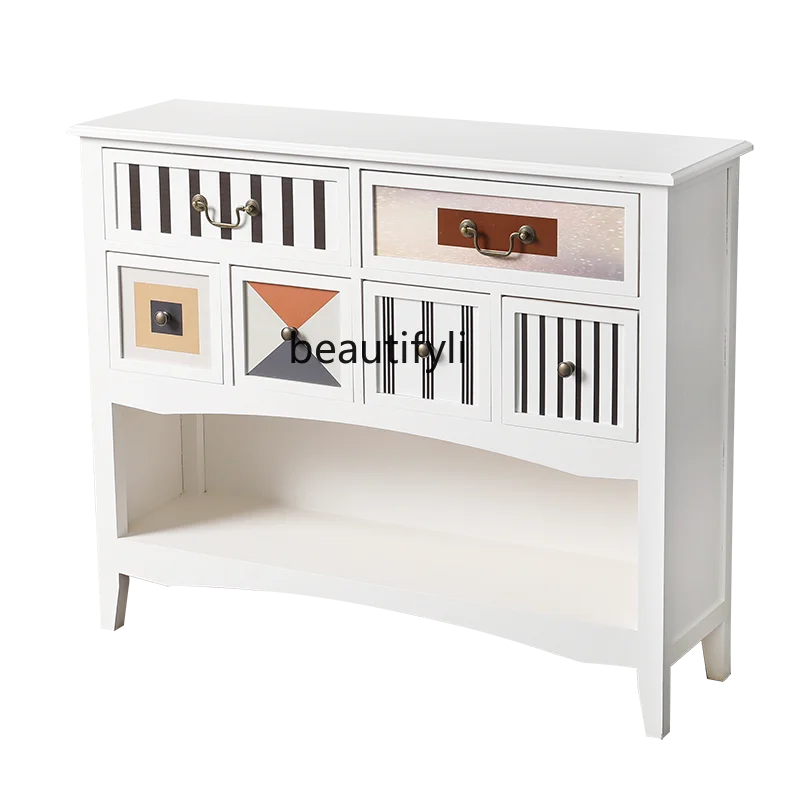 

American Aisle Entrance Cabinet Modern Minimalist Living Room Entry Door Hall Cabinet Solid Wood Bed Tail Chest of Drawers