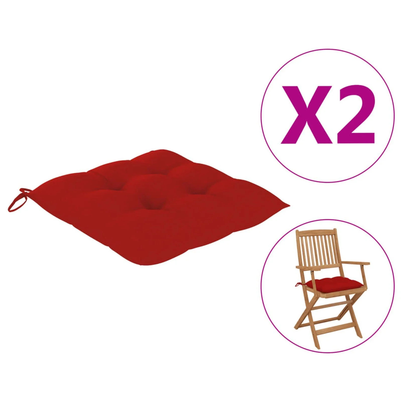 

Chair Cushions 2 pcs Red 15.7x15.7"x2.8" Fabric"