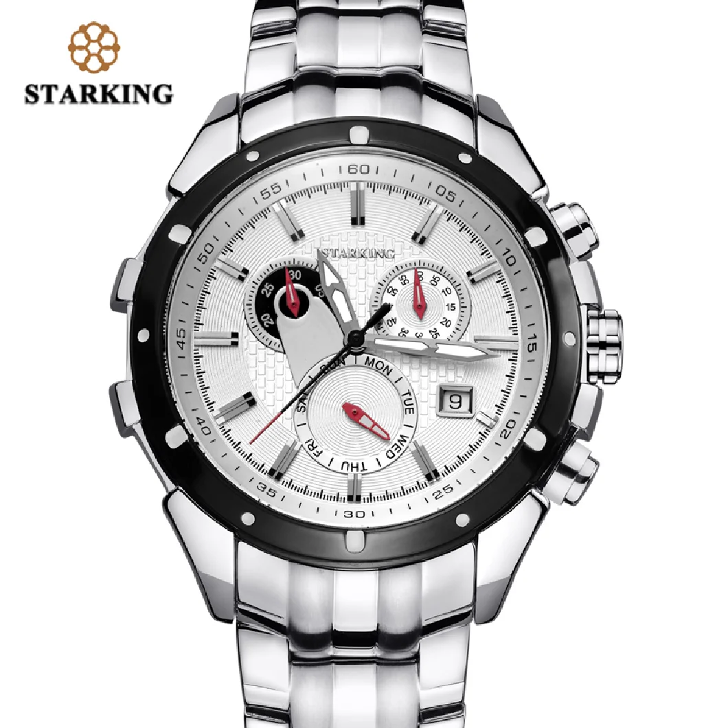 

STARKING Brand Luxury Casual Mens Watch Military Army Luminous Black Watches Stainless Steel Waterproof Quartz Chronograph Clock