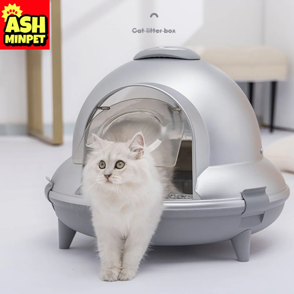 

New UFO Fully Enclosed Cat Litter Box Large Round Cleaning Cat Litter Box Pet Pink Cute Cat Litter Box Deodorant Anti-splash