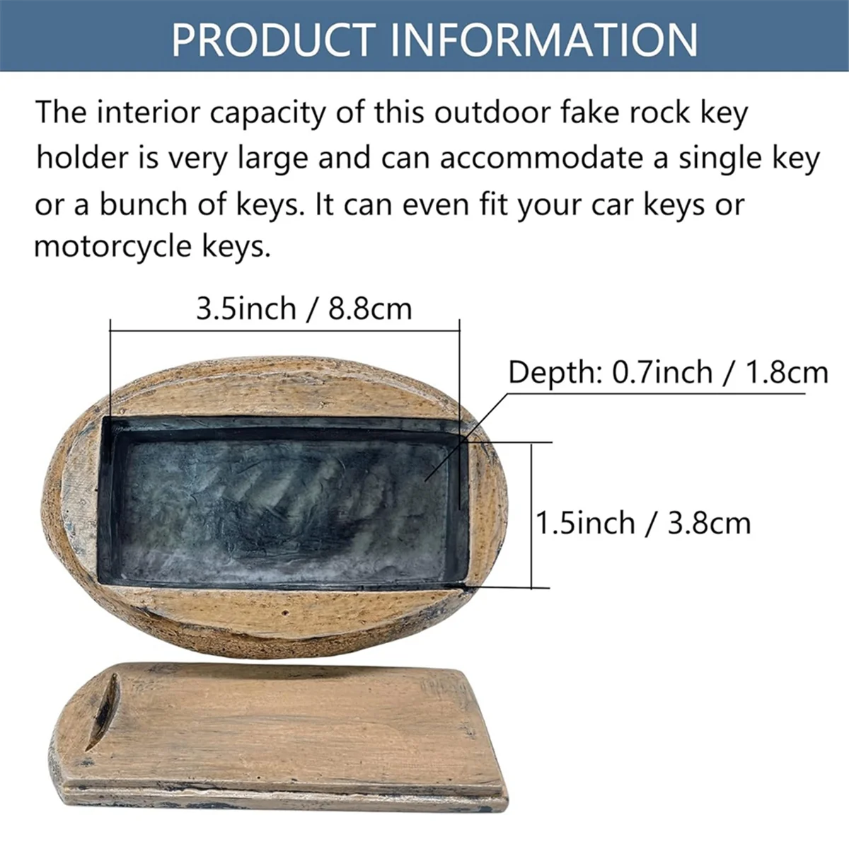 Фото YYg-oFake Rock Hidden Key Box для снаружи — безопасный запасной ключ из смолы для сада или двора (камень и черепаха) №5