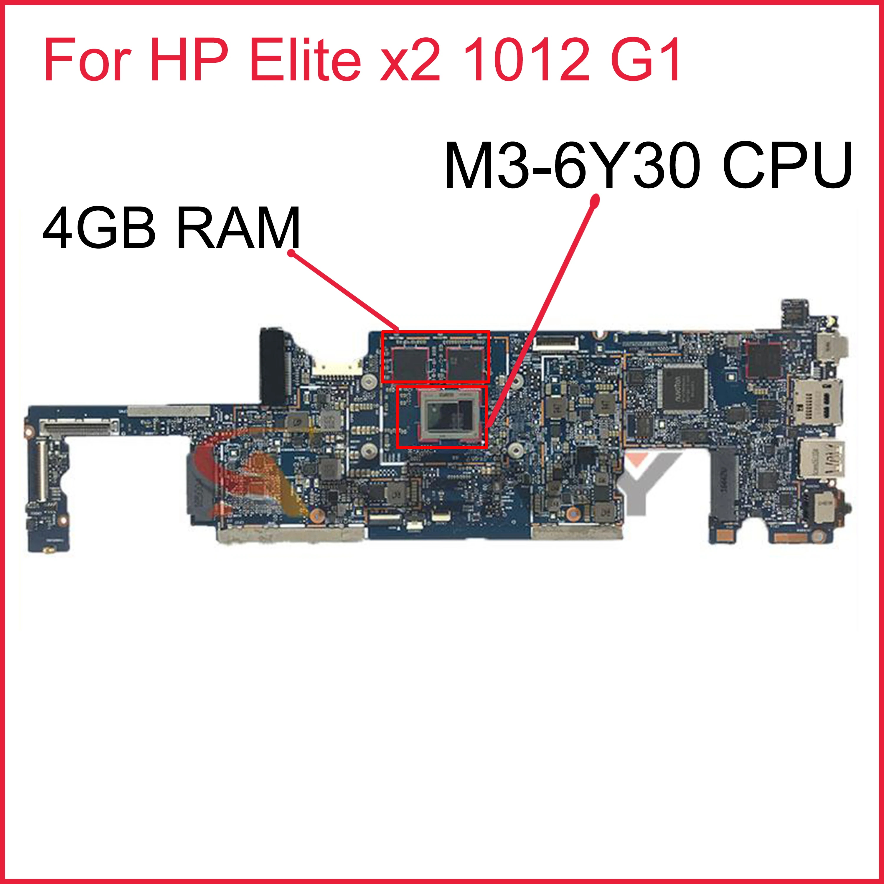 

Материнская плата 6050A2748801-MB-A01 для ноутбука HP Elite x2 1012 G1 с процессором M3-6Y3 0, 4 Гб ОЗУ, 100% Протестировано