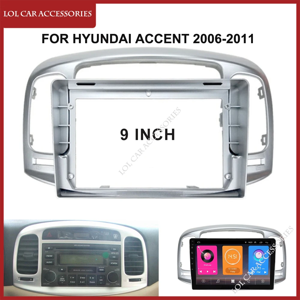 

9 дюймов для HYUNDAI Accent 2006-2011 радио автомобильный Android MP5 проигрыватель Корпус рамка 2din головное устройство Fascia стереоприборная панель