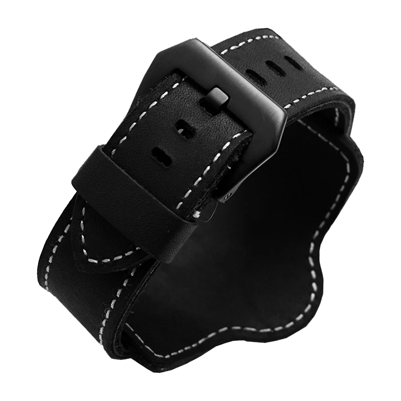 For Fossil  Panerai PAM genuine leather wristband with tray bracelet with stainless steel buckle handmade strap 20 22 24 26mm