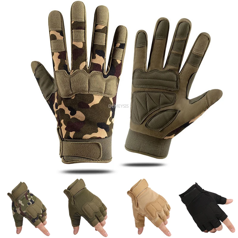 Mens Tactical Gloves Knuckle Full Finger Army Military Hunting Shooting 