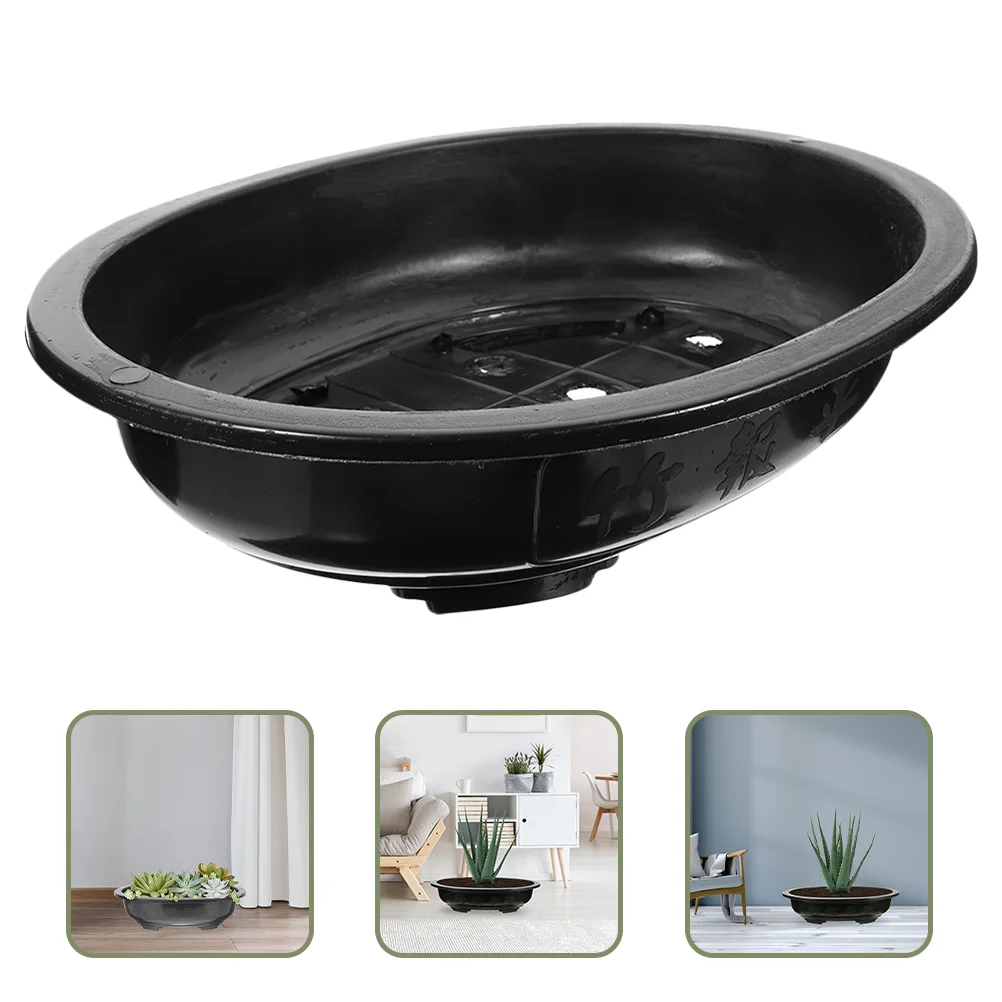 

Shallow Pot Oval Planter Ornament Gardening Accessory Flower Planting Holder Practical Bonsai Container