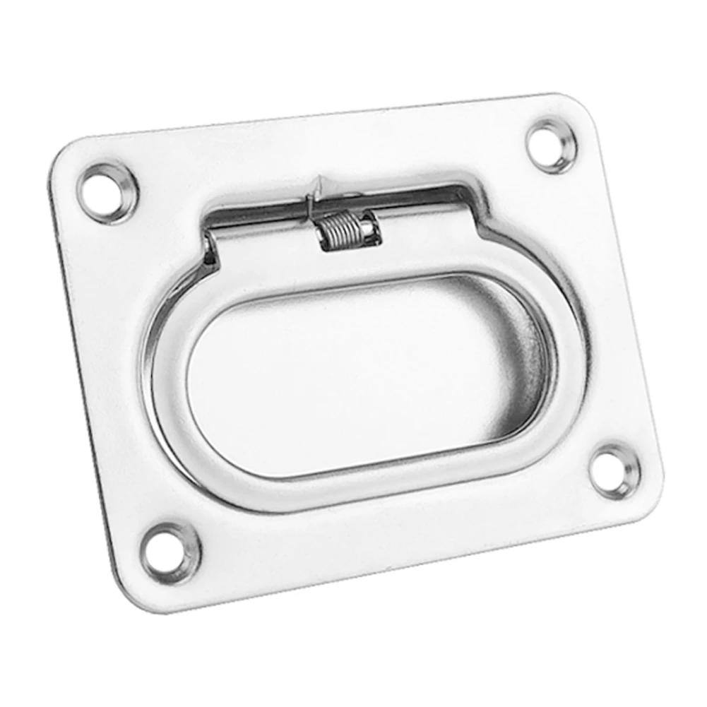 

1x Polish Stainless Silver Steel Boat Marine Hatch Handle Mirror-like Flush Mount Locker Cabinet Lift Pull Ring Boat Accessory