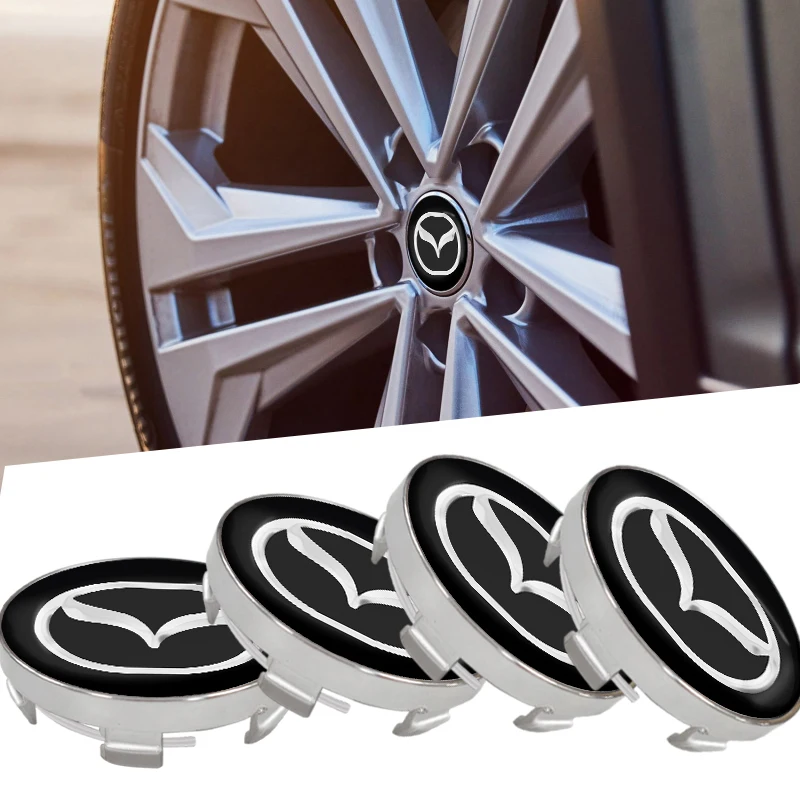 

4pcs Car Styling Car Wheel Center Hub Caps For Mazda 3 6 7 8 ATENZA Axela 5 6 323 500 RX7 RX8 CX9 CX30 CX7 CX6 CX5 Car Stickers