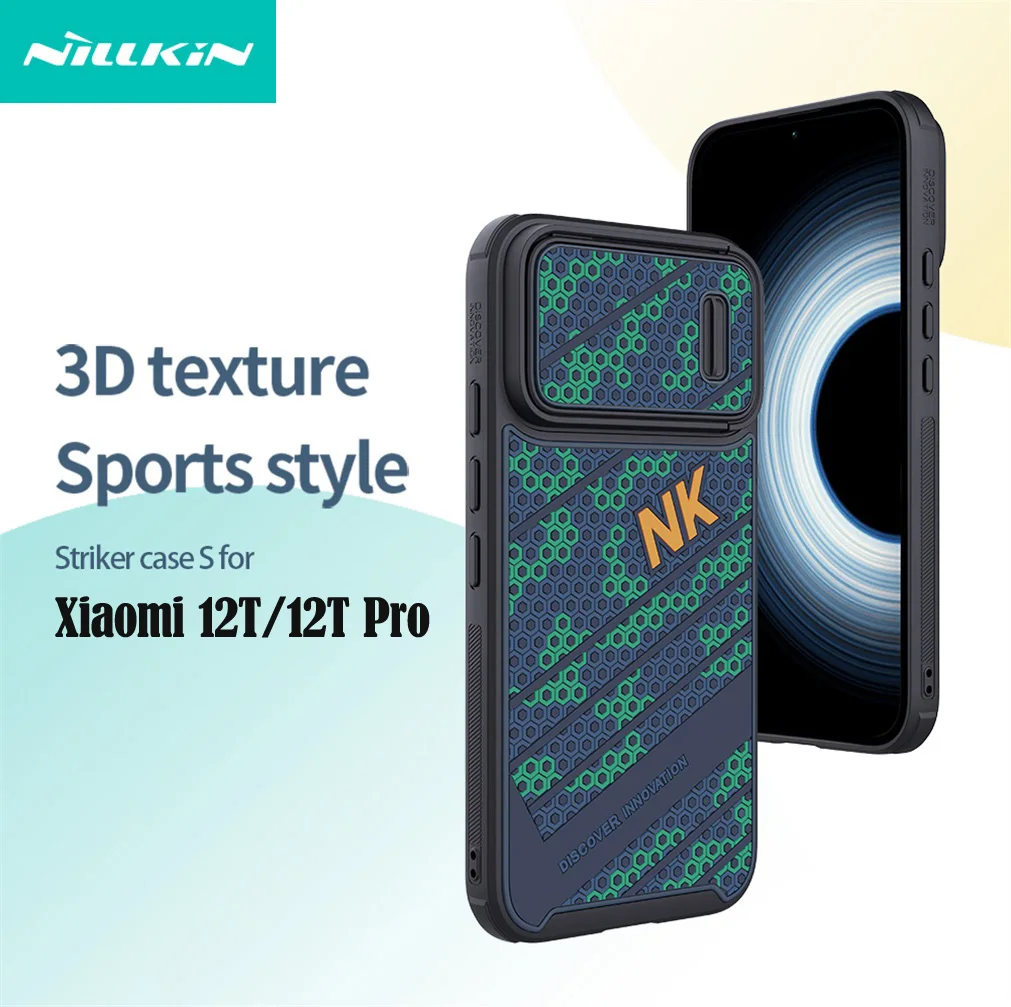 

NILLKIN For Xiaomi 12T Pro Case Striker 3D honeycomb relief Silicone Slide Camera Lens Spring Cover For Xiaomi Mi 12T Bumper