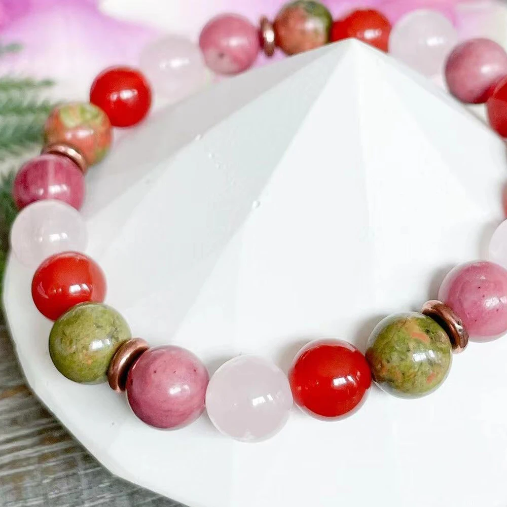 MG1917 8 мм Unakite Jasper AAA класс родонит сердолик Мадагаскар браслет из розового кварца