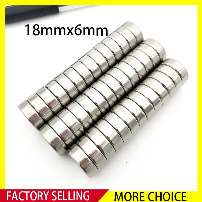 

2~50PCS/Lot 18x6mm Neodymium Magnet 18mm x 6mm N35 NdFeB Round Super Powerful Strong Permanent Disc 16*8mm