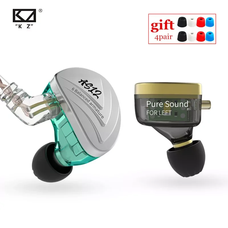 

KZ AS12 12BA Balanced Armature Drives In Earphones HIFI Sport Monitor Headset Noise Cancelling Earbuds earphones AS16 AS10 ZSX