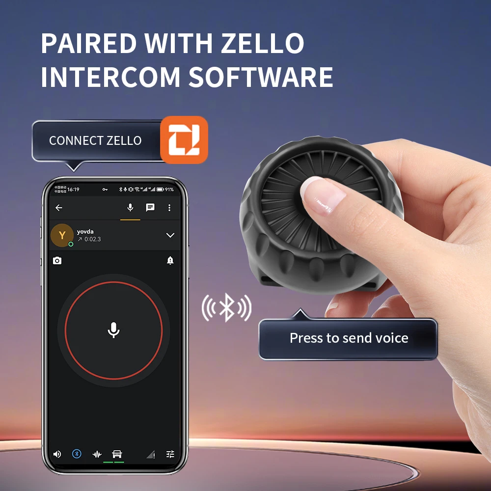 ​Wireless Bluetooth-compatible Hands-free PTT Walkie Talkie Button for Android and ios for Zello Work