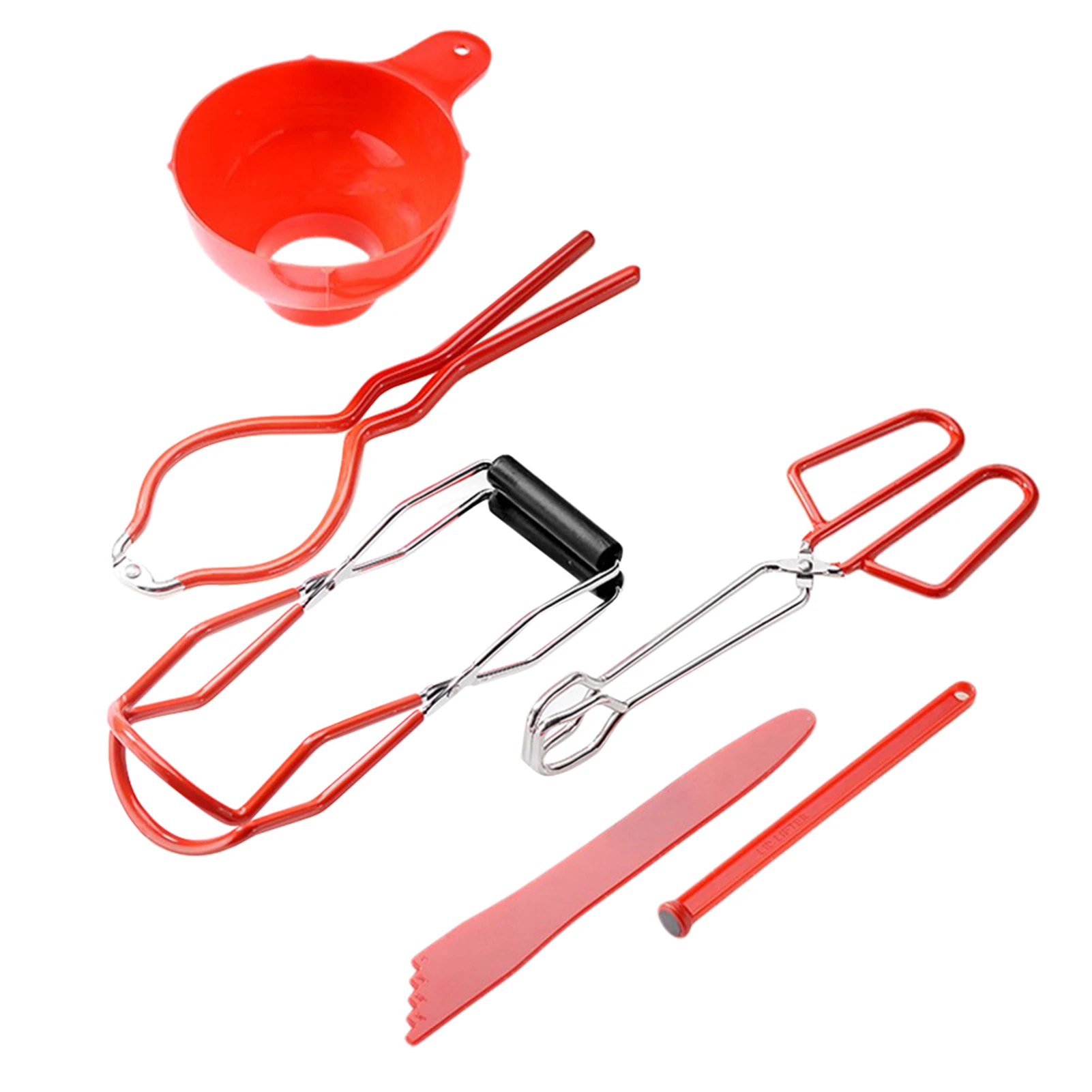 

6pcs Anti Scalding Funnel Jar Lifter Stainless Steel Tongs Kitchen Tool Practical Canning Kit Measurer Bubble Remover Home Clamp