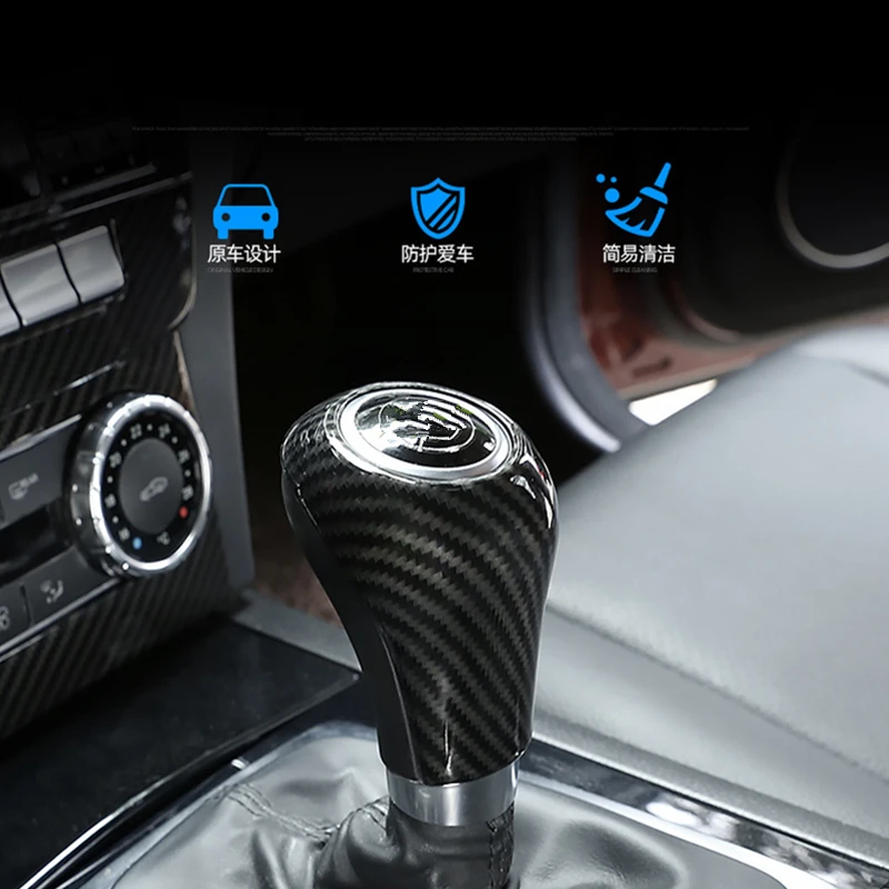 Черная Автомобильная крышка переключения передач из углеродного волокна для