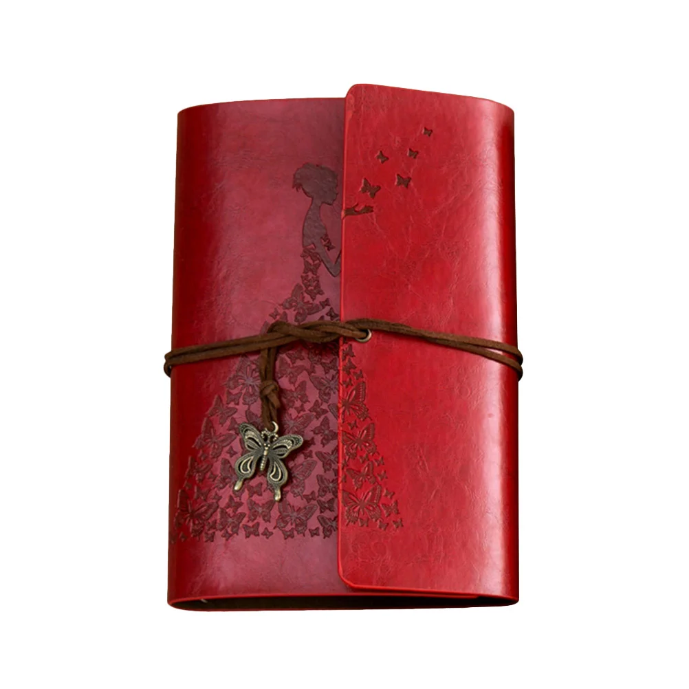 

1 шт., ретро-блокнот с веревкой, записная книжка с листьями, дневник, подарки на день рождения для друзей, учителей (красный)