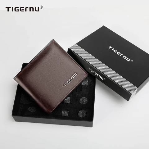 Tigernu Новые высококачественные кошельки, мужской подарок, тонкий кошелек для денег, мужской держатель для визиток, модный кожаный кошелек, короткий кошелек для карт