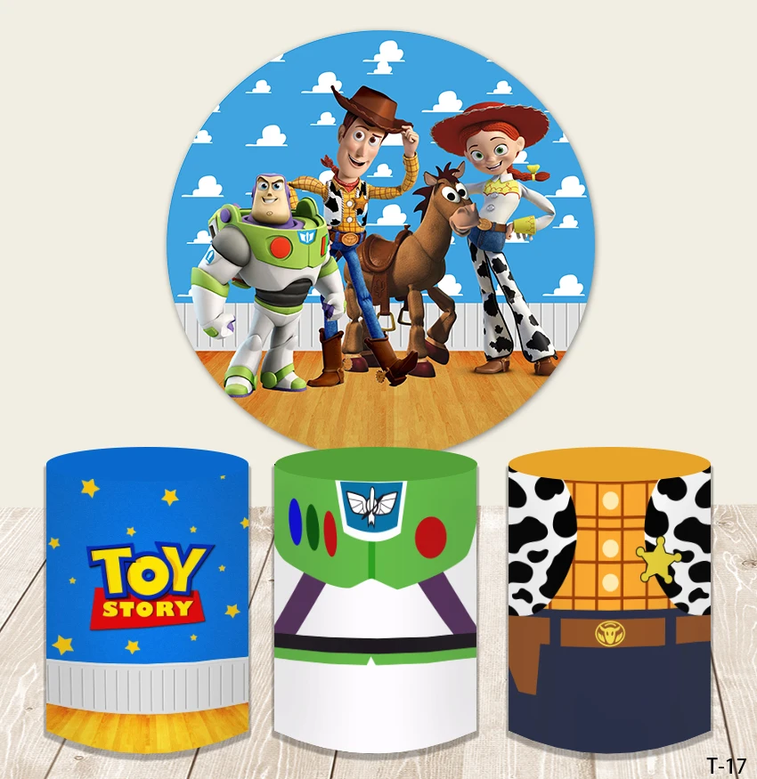 

Disney Customized Toy Story Party Round Backdrops Curtain Photobooth Backdrop Birthday Party Wall Decorations Background