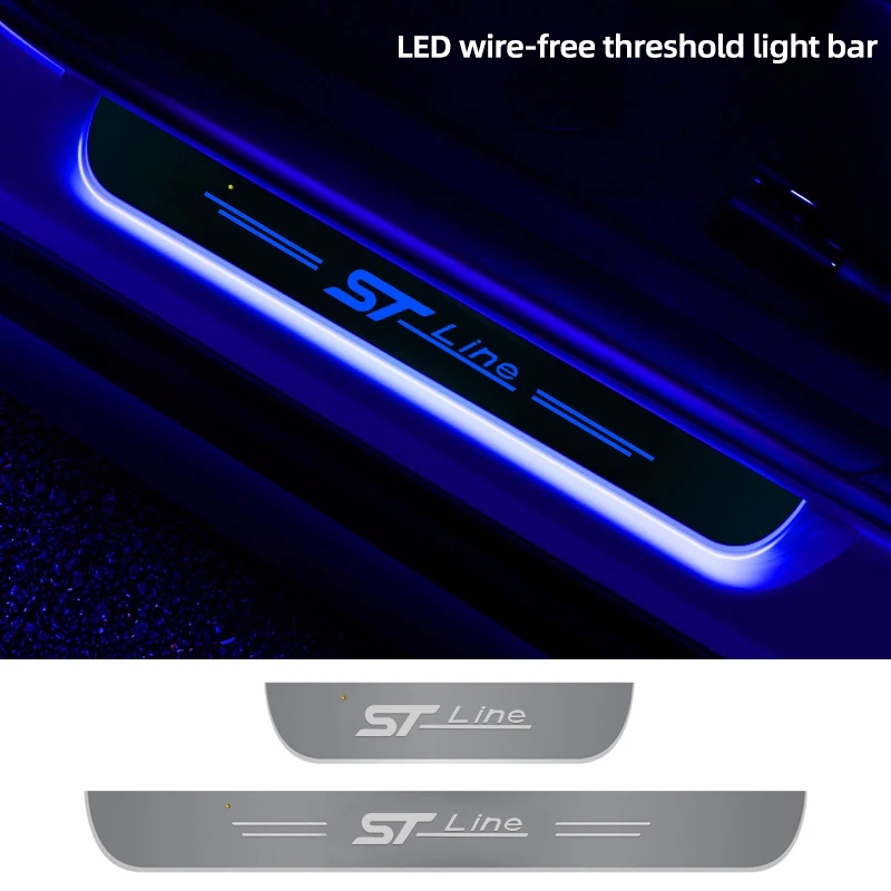

Car door ambient light STLine anti-scratch plate for Ford FIESTA FOCUS Mondeo interior door sill channel light accessories