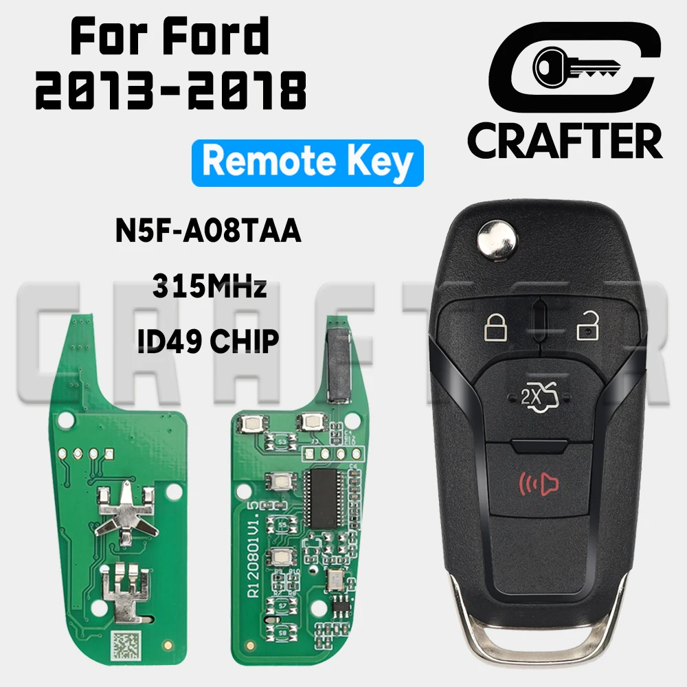 Ключ Crafters, автомобильный дистанционный ключ N5F-A08TAA ID49 CHIP 315 МГц для Ford Fusion Transit Escort Explorer 2013-2018, складной автомобильный ключ